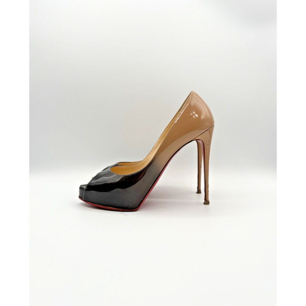 Christian Louboutin Beige & Black Patent Leather Ombre Platform Heels EU 39 - Picture 2 of 16
